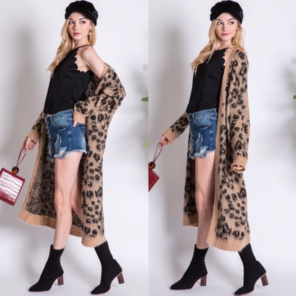 AUSTIN Leopard Print Fuzzy Cardigan - Picture 3 of 3